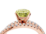 Rose gold Fancy Yellow Radiant  Solitaire Twist Band with Pavé Setting and Four-Prong Setting_119