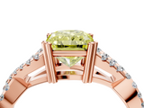 Rose gold Fancy Yellow Radiant  Solitaire Twist Band with Pavé Setting and Four-Prong Setting_21