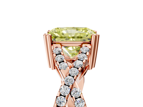 Rose gold Fancy Yellow Radiant  Solitaire Twist Band with Pavé Setting and Four-Prong Setting_22