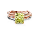 Rose gold Fancy Yellow Radiant  Solitaire Twist Band with Pave Prong Setting_43