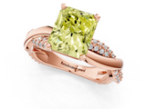Rose gold Fancy Yellow Radiant  Solitaire Twist Band with Pave Prong Setting_44