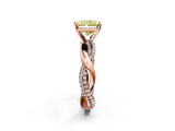 Rose gold Fancy Yellow Radiant  Solitaire Twist Band with Pave Prong Setting_45