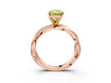Rose gold Fancy Yellow Radiant  Solitaire Twist Band with Pave Prong Setting_46