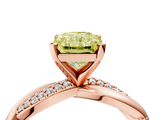 Rose gold Fancy Yellow Radiant  Solitaire Twist Band with Pave Prong Setting_47