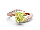 Rose gold Fancy Yellow Radiant  Solitaire Twist Band with Pave Set Diamonds and Four-Prong Setting_131