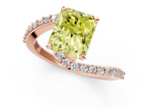 Rose gold Fancy Yellow Radiant  Solitaire Twist Band with Pave Set Diamonds and Four-Prong Setting_132