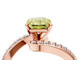 Rose gold Fancy Yellow Radiant  Solitaire Twist Band with Pave Set Diamonds and Four-Prong Setting_135