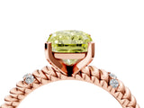 Rose gold Fancy Yellow Radiant  Solitaire Twisted Band Prong Set Engagement Ring_65