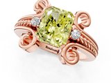 Rose gold Fancy Yellow Radiant  Solitaire Twisted Band Scroll Prong Ring_4
