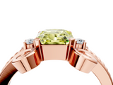 Rose gold Fancy Yellow Radiant  Solitaire Twisted Band Scroll Prong Ring_7