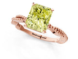 Rose gold Fancy Yellow Radiant  Solitaire Twisted Band with Bead Prong Setting_380
