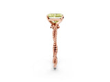 Rose gold Fancy Yellow Radiant  Solitaire Twisted Band with Bead Prong Setting_381