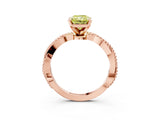 Rose gold Fancy Yellow Radiant  Solitaire Twisted Band with Bead Prong Setting_382
