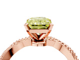 Rose gold Fancy Yellow Radiant  Solitaire Twisted Band with Bead Prong Setting_383