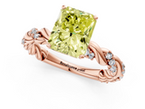 Rose gold Fancy Yellow Radiant  Solitaire Twisted Band with Pavé Accents and Four-Prong Setting_4