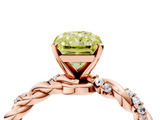 Rose gold Fancy Yellow Radiant  Solitaire Twisted Band with Pavé Accents and Four-Prong Setting_7