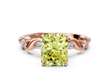 Rose gold Fancy Yellow Radiant  Solitaire Twisted Band with Prong Setting 1