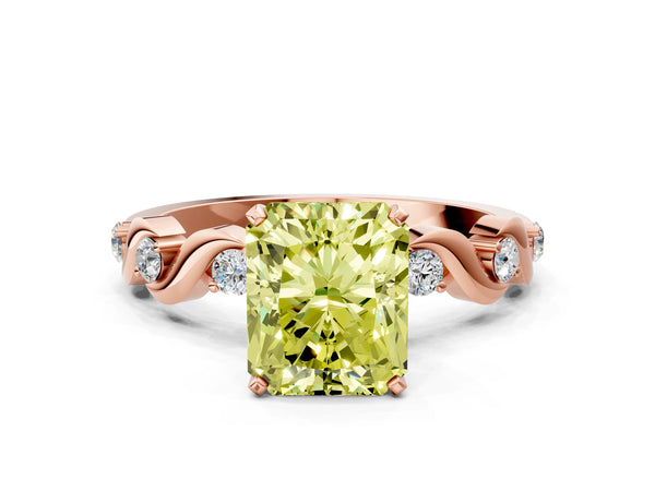 Rose gold Fancy Yellow Radiant  Solitaire Twisted Band with Prong Setting