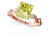Rose gold Fancy Yellow Radiant  Solitaire Twisted Band with Prong Setting 2