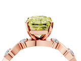 Rose gold Fancy Yellow Radiant  Solitaire Twisted Band with Prong Setting 5