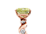 Rose gold Fancy Yellow Radiant  Solitaire Twisted Band with Prong Setting