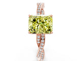 Rose gold Fancy Yellow Radiant  Solitaire Twisted Pave Diamond Ring with Four-Prong Setting_24