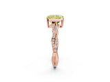 Rose gold Fancy Yellow Radiant  Solitaire Twisted Pave Diamond Ring with Four-Prong Setting_26