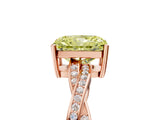 Rose gold Fancy Yellow Radiant  Solitaire Twisted Pave Diamond Ring with Four-Prong Setting_29