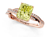 Rose gold Fancy Yellow Radiant  Solitaire Twisted Pave Diamond Ring with Four-Prong Setting_81