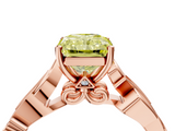 Rose gold Fancy Yellow Radiant  Solitaire Vine Band with Milgrain Prong Setting_7