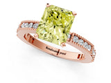 Rose gold Fancy Yellow Radiant  Solitaire with Pavé Band and Four-Prong Setting_319