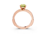 Rose gold Fancy Yellow Radiant  Solitaire with Pavé Band and Four-Prong Setting_321