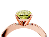 Rose gold Fancy Yellow Radiant  Solitaire with Pavé Band and Four-Prong Setting_322