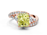 Rose gold Fancy Yellow Radiant  Solitaire with Pavé Twist Band and Four-Prong Setting_59