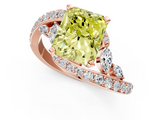 Rose gold Fancy Yellow Radiant  Solitaire with Pavé Twist Band and Four-Prong Setting_60