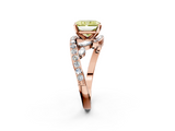 Rose gold Fancy Yellow Radiant  Solitaire with Pavé Twist Band and Four-Prong Setting_61