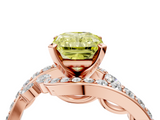 Rose gold Fancy Yellow Radiant  Solitaire with Pavé Twist Band and Four-Prong Setting_63