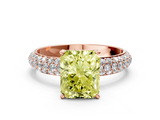 Rose gold Fancy Yellow Radiant  Solitaire with Pave Band and Four-Prong Setting_3