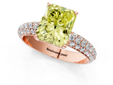 Rose gold Fancy Yellow Radiant  Solitaire with Pave Band and Four-Prong Setting_4