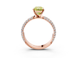 Rose gold Fancy Yellow Radiant  Solitaire with Pave Band and Four-Prong Setting_6