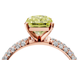 Rose gold Fancy Yellow Radiant  Solitaire with Pave Band and Four-Prong Setting_7