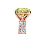 Rose gold Fancy Yellow Radiant  Solitaire with Pave Band and Four-Prong Setting_8