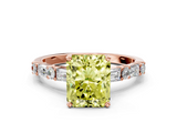 Rose gold Fancy Yellow Radiant  Solitaire with Side Baguettes and Channel Set Band_42