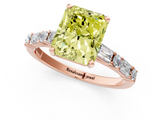 Rose gold Fancy Yellow Radiant  Solitaire with Side Baguettes and Channel Set Band_43