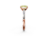 Rose gold Fancy Yellow Radiant  Solitaire with Side Baguettes and Channel Set Band_44
