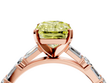 Rose gold Fancy Yellow Radiant  Solitaire with Side Baguettes and Channel Set Band_46