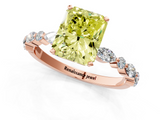 Rose gold Fancy Yellow Radiant  Solitaire with Side Stones on a Pavé Band and Four-Prong Setting_24