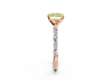 Rose gold Fancy Yellow Radiant  Solitaire with Side Stones on a Pavé Band and Four-Prong Setting_25