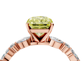 Rose gold Fancy Yellow Radiant  Solitaire with Side Stones on a Pavé Band and Four-Prong Setting_27