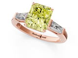 Rose gold Fancy Yellow Radiant  Solitaire with Tapered Baguette Side Stones on a Classic Band with Four-Prong Setting_75